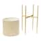 Cream &#x26; Gold Boho Embossed Metal Planters with Stands Set